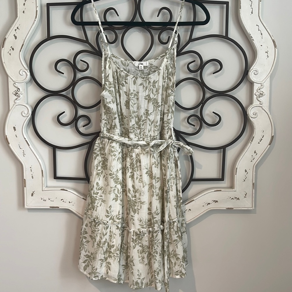 ANTHROPOLOGIE MINE SPAGHETTI STRAP MINI SUNDRESS GREEN/WHITE SIZE MEDIUM